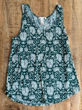 H&M Conscious Green White Botanical Print Sleeveless Tank Top Women’s Small
